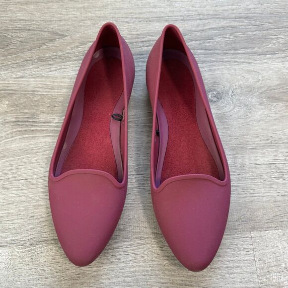 Crocs Mammoth Fleece Lined Pointed Toe Ballet Flats Women Size 9 Raspberry Pink - Picture 1 of 7